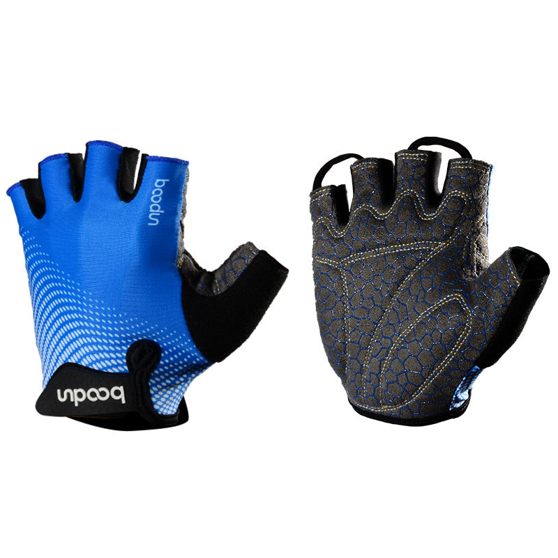 BOODUN Outdoor Riding Gloves Silicone Printed Non-Slip Half Finger Sports Gym Gloves