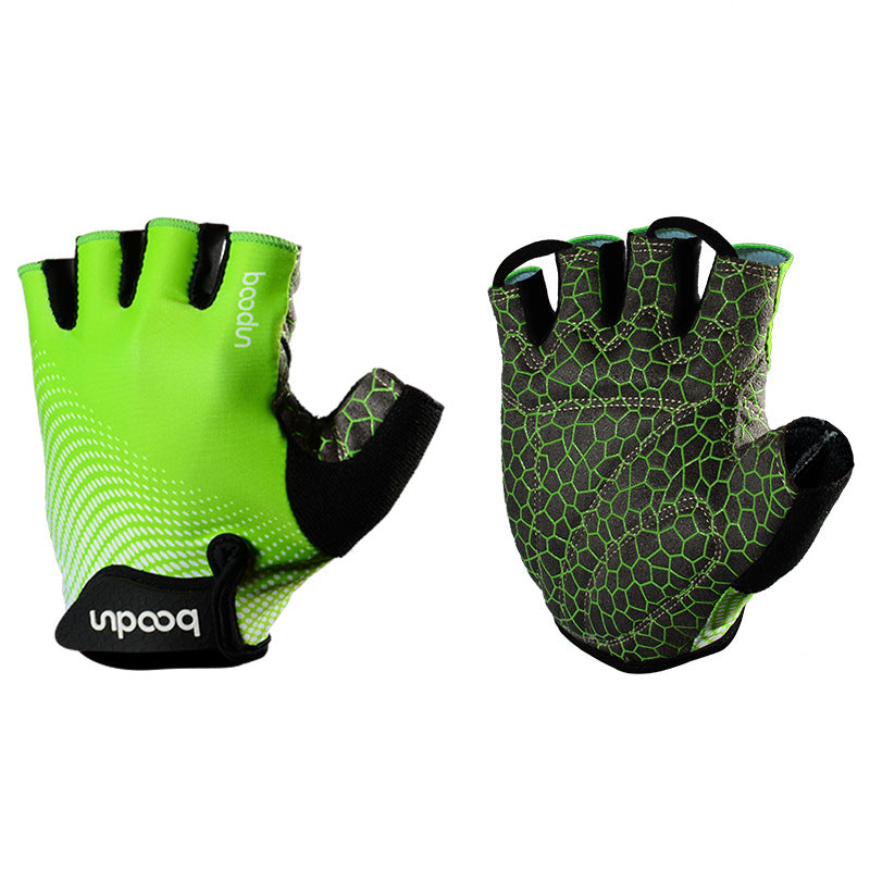 BOODUN Outdoor Riding Gloves Silicone Printed Non-Slip Half Finger Sports Gym Gloves