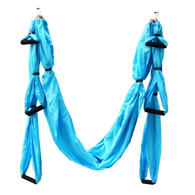 Full Set 6 Handles Anti-gravity Aerial Yoga Hammock Flying Swing Trapeze Yoga Inversion Exercises Device Home Gym Hanging Belt