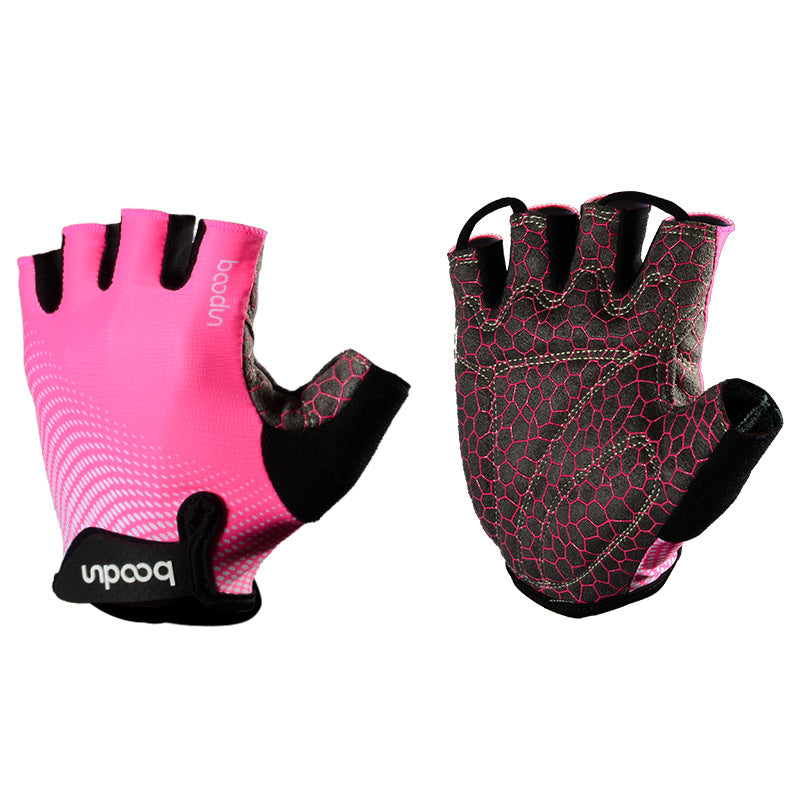 BOODUN Outdoor Riding Gloves Silicone Printed Non-Slip Half Finger Sports Gym Gloves