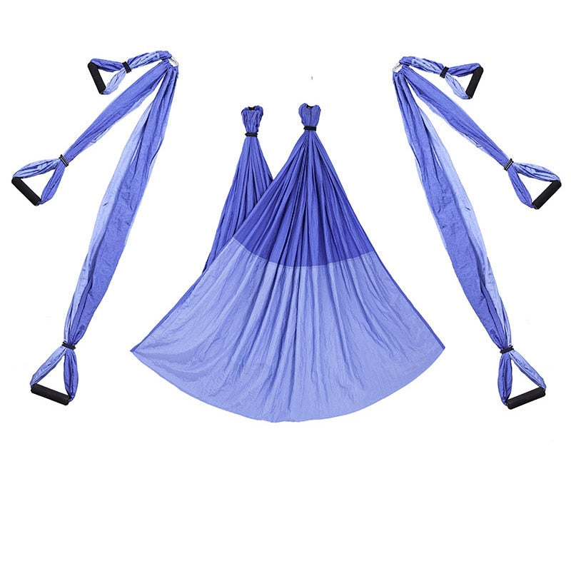 Full Set 6 Handles Anti-gravity Aerial Yoga Hammock Flying Swing Trapeze Yoga Inversion Exercises Device Home Gym Hanging Belt