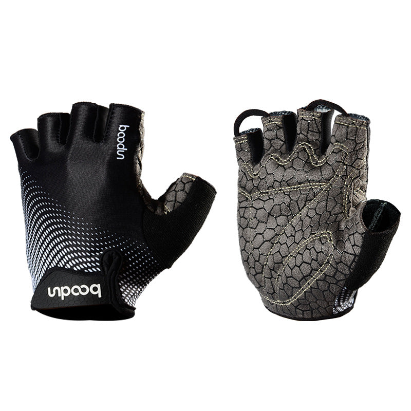 BOODUN Outdoor Riding Gloves Silicone Printed Non-Slip Half Finger Sports Gym Gloves