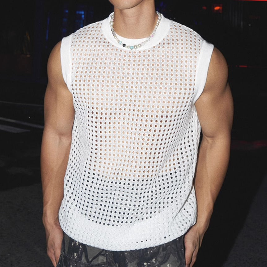 Sleeveless T-shirt fitness mesh camisole top