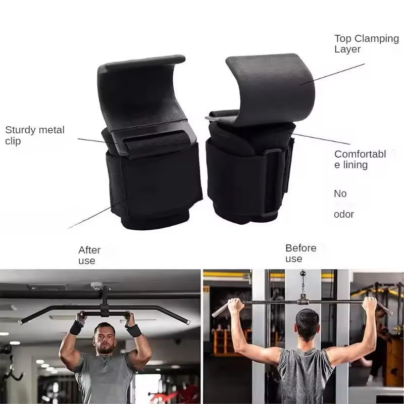 2PCS Power Hooks: Non - Slip Wrist Straps, Ideal for Gym, Pull - Ups, Powerlifting.