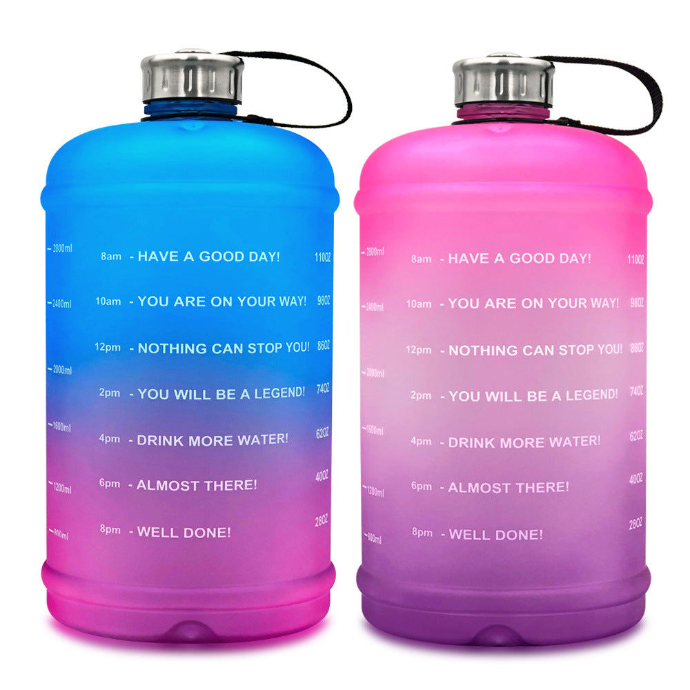 1 Gallon Plastic Sports Water Bottle Scrub Gradient Fitness PETG Space Cup Water Bottle