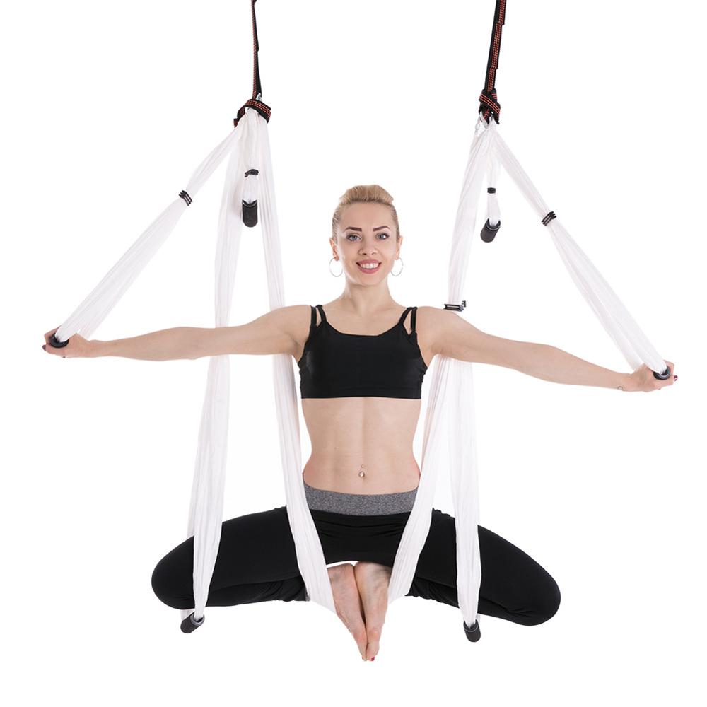 Full Set 6 Handles Anti-gravity Aerial Yoga Hammock Flying Swing Trapeze Yoga Inversion Exercises Device Home Gym Hanging Belt